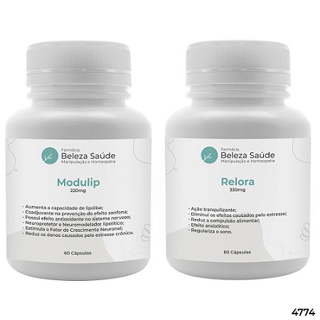 Relora 330mg 60 Cápsulas + Modulip 220mg 60 Cápsulas : 2 Produtos para Emagrecer