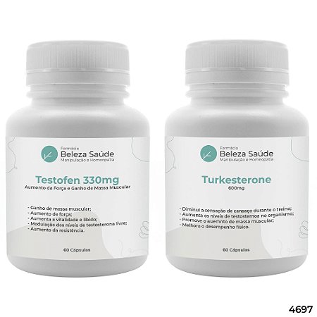 Testofen 330mg 60 Cápsulas + Turkesterone 600mg 60 Cápsulas : 2 Suplementos para Bombar