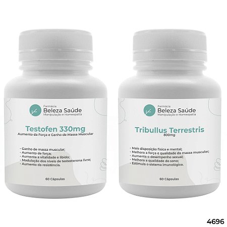 Testofen 330mg 60 Cápsulas + Tribullus Terrestris 800mg 60 Cápsulas : 2 Suplementos - Libido, Afrodisíaco, Estimulante