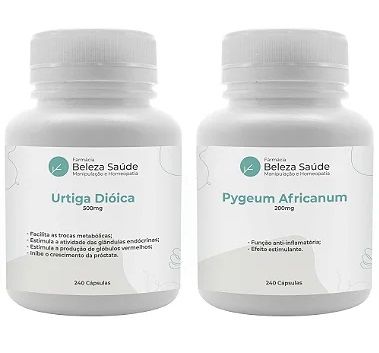 240 Cápsulas Urtiga Dioica 500mg & 240 Cápsulas Pygeum African 200mg : 2 produtos para a saúde da Próstata