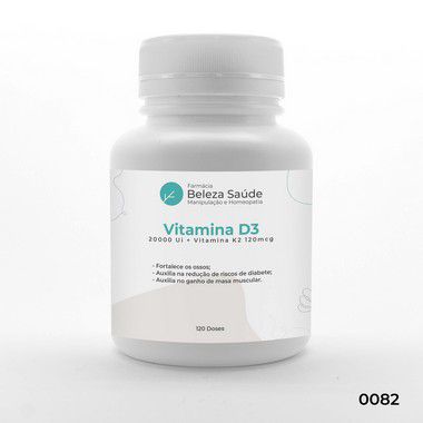 Vitamina D3 20000 Ui + Vitamina K2 120mcg - 120 Doses