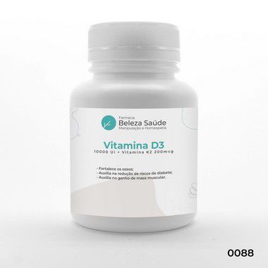 Vitamina D3 10000 Ui + Vitamina K2 200mcg - 120 Doses