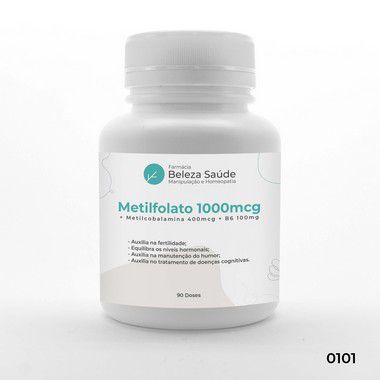 Metilfolato 1000mcg + Metilcobalamina 400mcg + B6 100mg - 90 Doses