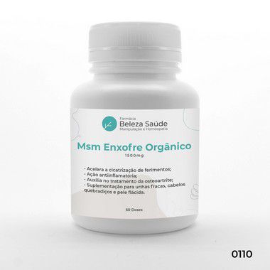 Msm Enxofre Orgânico 1500mg - 60 cápsulas