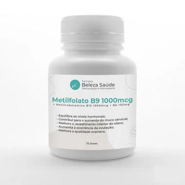 Metilfolato B9 1000mcg + Metilcobalamina B12 1000mcg + B6 100mg - 75 doses