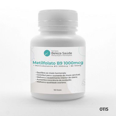 Metilfolato B9 1000mcg + Metilcobalamina B12 1000mcg + B6 100mg - 150 doses
