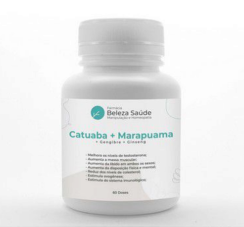 Catuaba + Marapuama + Gengibre + Ginseng - Potência Muscular - 60 doses