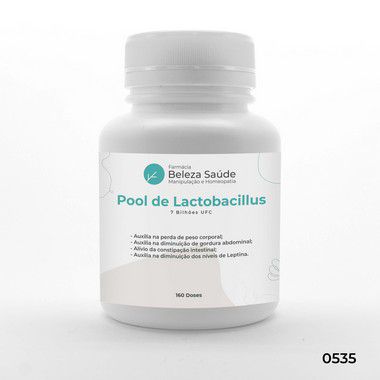 Pool de Lactobacillus 7 Bilhões UFC + Glutamina + FOS : Probiótico para Saúde Digestiva Fórmula Completa - 160 doses