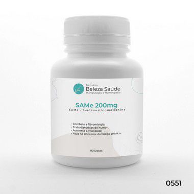 SAMe 200mg Ativo Forte para Saúde Mental e Físico - 90 doses