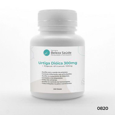 Urtiga Dióica 300mg + Pygeum Africanum 100mg - 240 doses