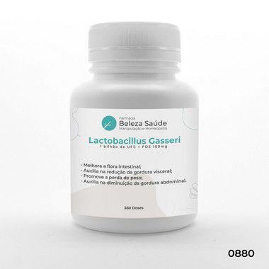 Probiótico para Gordura Localizada : Lactobacillus Gasseri 1 bilhão de UFC + FOS 100mg - 360 doses