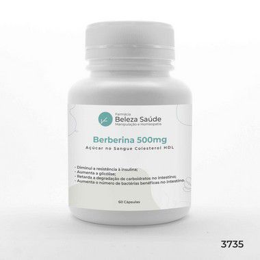 Berberina 500mg : Açúcar no Sangue Colesterol HDL 60 doses