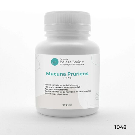 Mucuna Pruriens 250mg - Melhor desempenho nos treinos - 180 doses