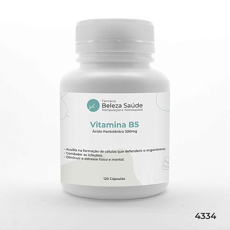 Vitamina B5 ( Ácido Pantotênico ) 300mg : 120 Cápsulas
