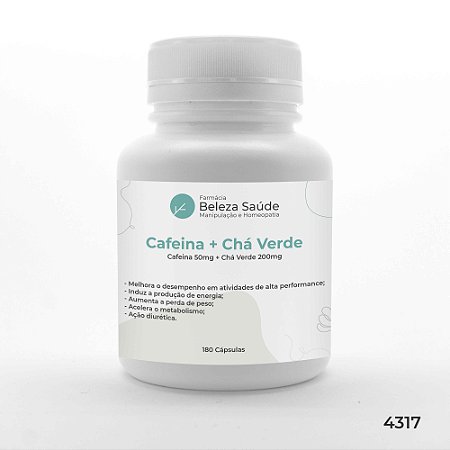 Cafeina 50mg + Chá Verde 200mg : 180 Cápsulas