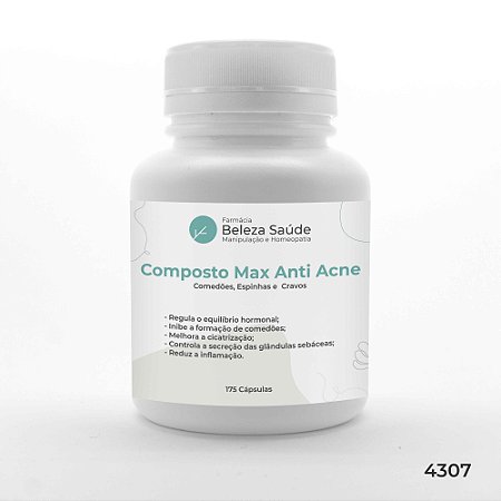 Composto Max Anti Acne, Comedões, Espinha, Cravo : 175 Caps