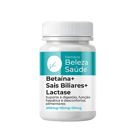 Betaina 200mg + Sais Biliares 50mg + Lactase 30mg | 120 Caps