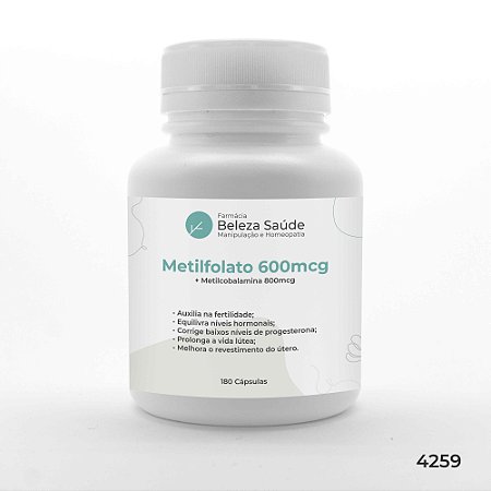 Metilfolato 600mcg + Metilcobalamina 800mcg : 180 Cápsulas