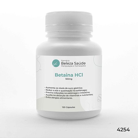 Betaina Hcl 100mg : 120 Cápsulas