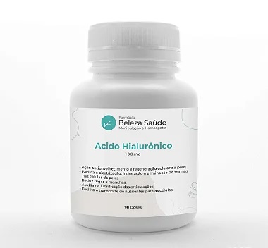 Acido Hialurônico 100mg Anti Rugas - 90 doses