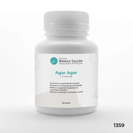 Agar Agar + 5 Ativos - Celulite, Rugas, Flacidez, Estrias - 45 doses