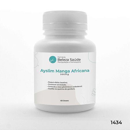 Ayslim Manga Africana 500mg  :  Modulador de Peso Natural, Inibidor Apetite, Queimador de Gordura - 60 doses