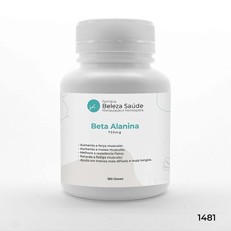 Beta Alanina 750mg Força Muscular Combate Fadiga - 180 doses