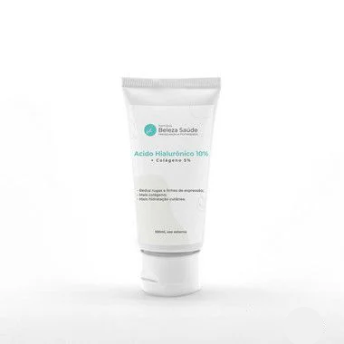 Acido Hialurônico 10% + Colágeno 5% Redução de Rugas - 100g