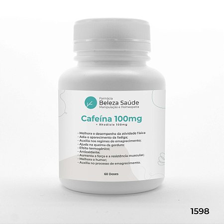 Cafeína 100 + Rhodiola 100 : Energia Vida Foco - 60 doses