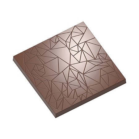 CW12121 - Fôrma de policarbonado para chocolate modelo tablete quadrado com linhas irregulares