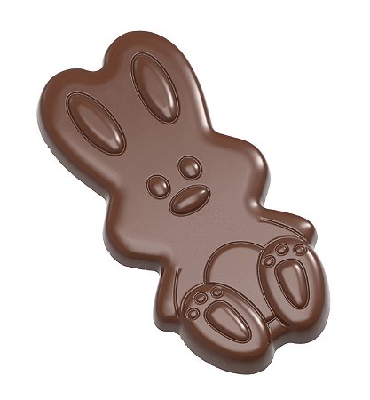 CW12136 - Fôrma de policarbonato para chocolate modelo tablete Coelho de Páscoa - 80g