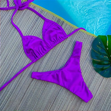 Biquíni Cortininha e Calcinha Asa Delta Roxo