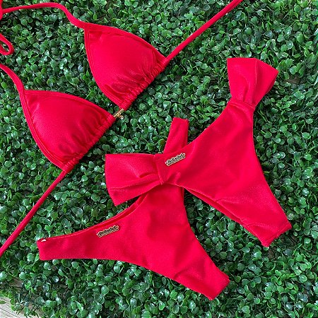 Kit Biquíni 2 Calcinhas Borboleta e Asa Delta Vermelho Sedução