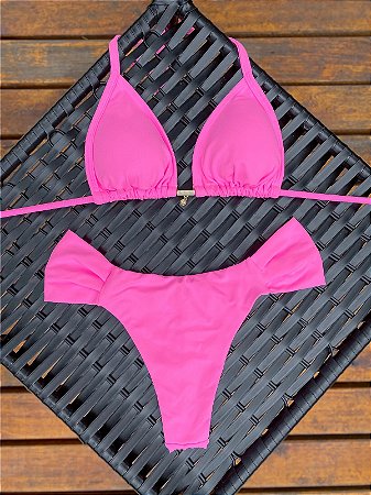 Biquíni Cortininha e Calcinha Borboleta Rosa Bebê