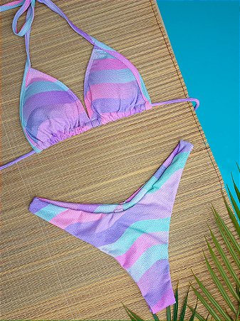 Biquíni Cortininha e Calcinha Asa Delta Lurex Unicórnio