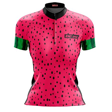 Camisa Ciclismo Mountain Bike Feminina Melancia Dry Fit Proteção UV+50