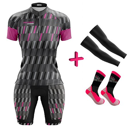 Conjunto Bermuda e Camisa Feminino Pro Tour Granulado + Meia + Manguito