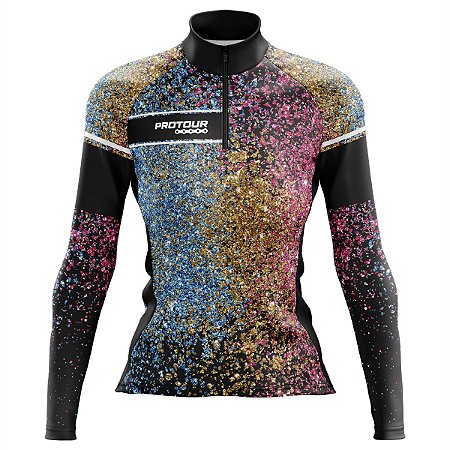 Camisa Ciclismo MTB Feminina Pro Tour Glitter Dry Fit Proteção UV+50