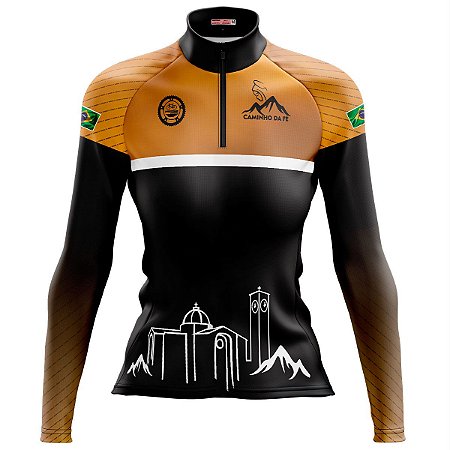 Camisa Ciclismo MTB Feminina Pro Tour Caminho da Fé Dry Fit Proteção UV+50