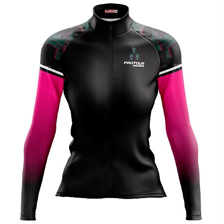 Camisa Ciclismo Mountain Bike Feminina Pro Tour Caveira Rosas Manga Longa Proteção UV+50