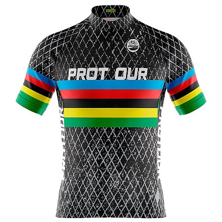 Camisa Ciclismo Masculina Mountain Bike Pro Tour Grade Preta Dry Fit Proteção UV + 50
