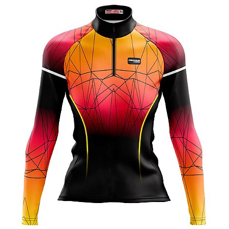 Camisa Ciclismo Mountain bike Feminina Pro Tour Pôr do Sol Dry Fit proteção UV+50