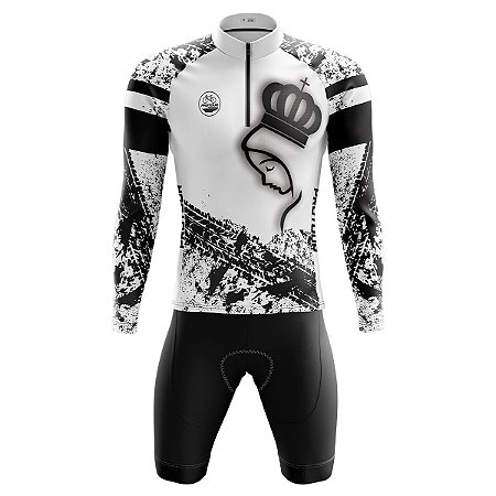 Conjunto Masculino Ciclismo Mountain bike Romaria Branca forro em espuma