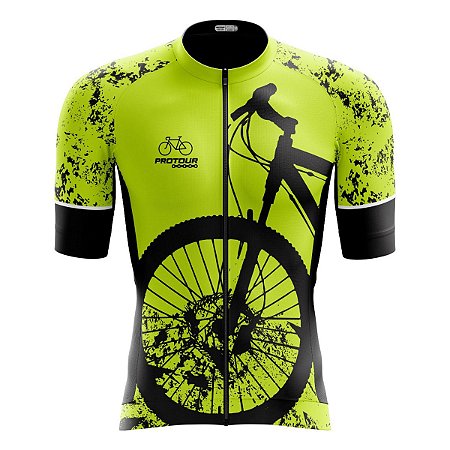 Camisa Ciclismo Pro Tour Premium Bike Amarelo Flúor Zíper Total