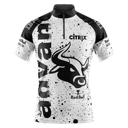 Camisa Ciclismo Masculina Manga Curta Red Bull Preta Dry Fit Proteção UV+50