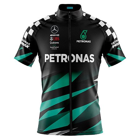 Camisa Ciclismo Masculina Petronas Zíper Abertura Total Dry Fit Proteção UV+50