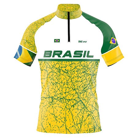Camisa de Ciclismo Masculina Mountain Bike Seleção Brasil Dry Fit Proteção UV+50