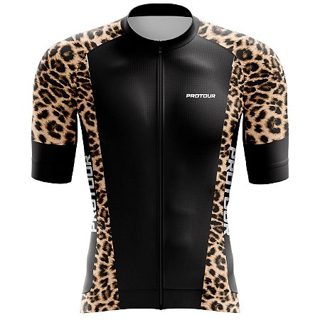 Camisa Ciclismo Pro Tour Premium Onçinha Tradicional Unissex Proteção UV+50 Barra Siliconada