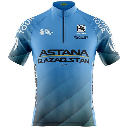 Camisa Ciclismo Moutain Bike Masculino Astana Dry Fit Proteção UV+50