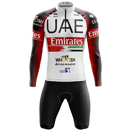 Conjunto Ciclismo Mountain Bike Bermuda e Camisa Manga Longa UAE Emirates